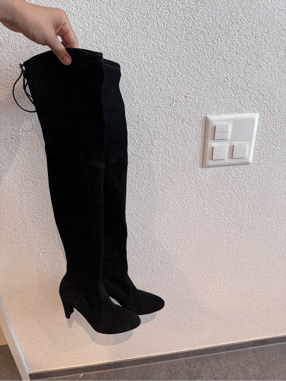 Stuart Weitzman Black Over-the-Knee Suede Boots